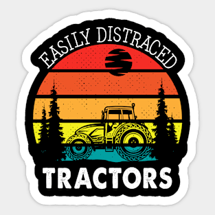 Easily Distraced Tractors Sticker